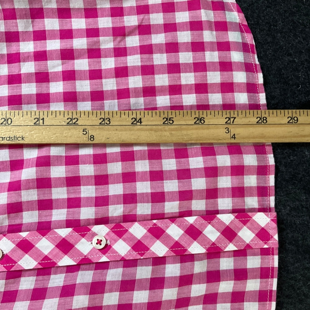 Talbots Button Down Shirt Womens XL Pink Gingham Cotton Classic Preppy - Picture 6 of 9